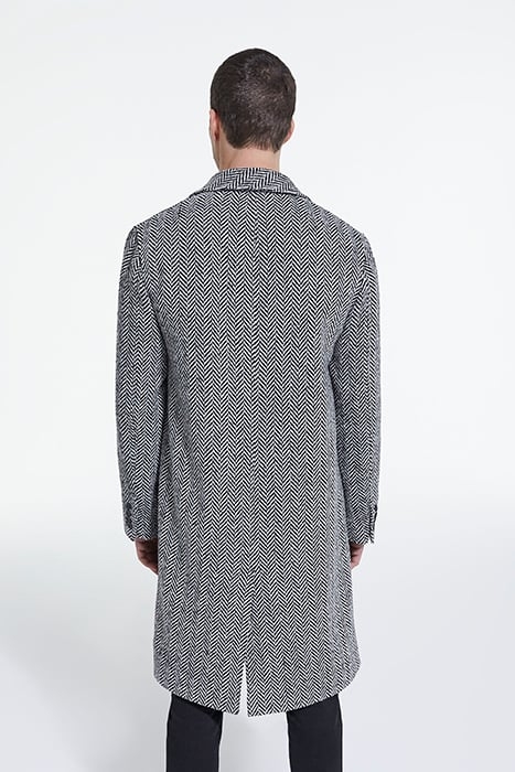 MANTEAU LONG CHEVRON AVEC POCHES BLACK WHITE 2