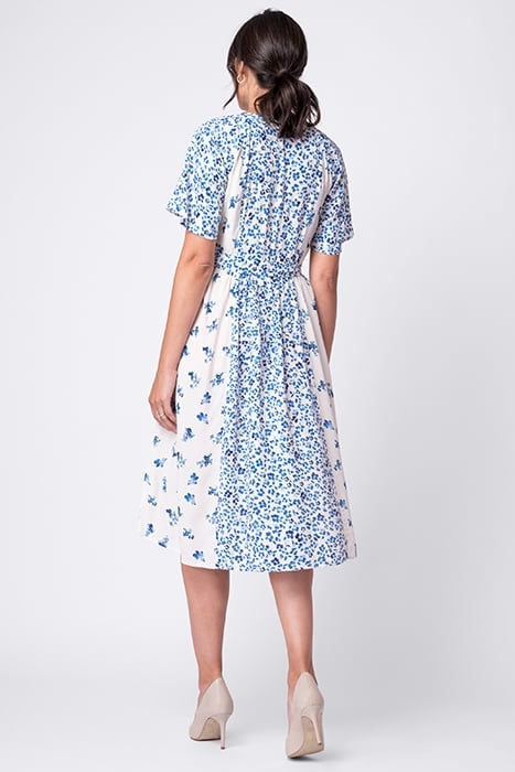 FRILL SLEEVE MATERNITY DRESS BLUE 2