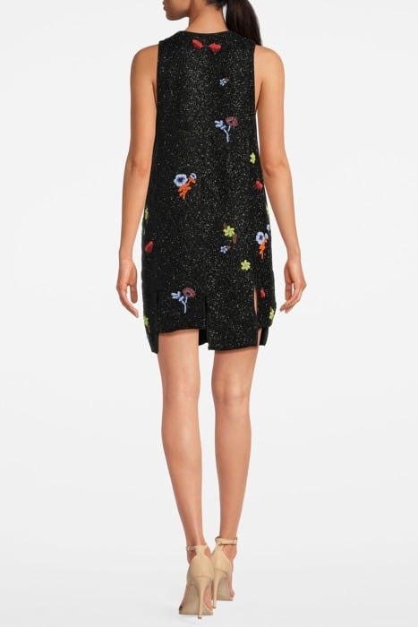 V-NECK PANEL MINI DRESS BLACK 2