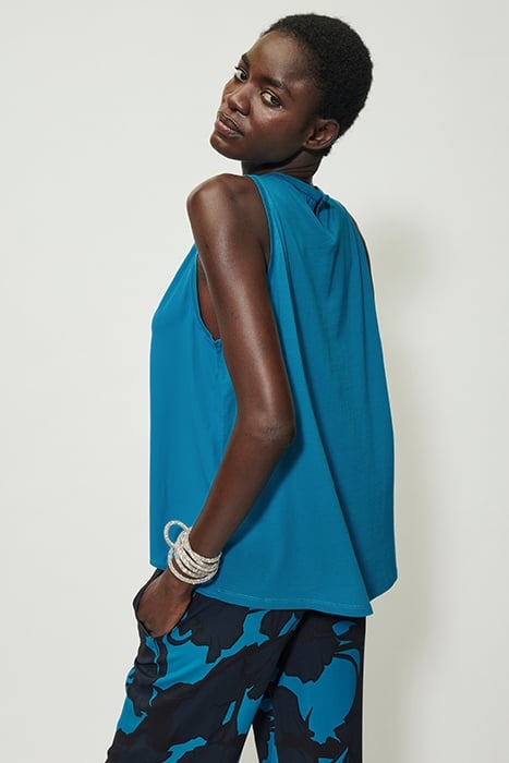 BLOUSE SHIRT WITH JERSEY BACK DEEP TURQUOISE 2