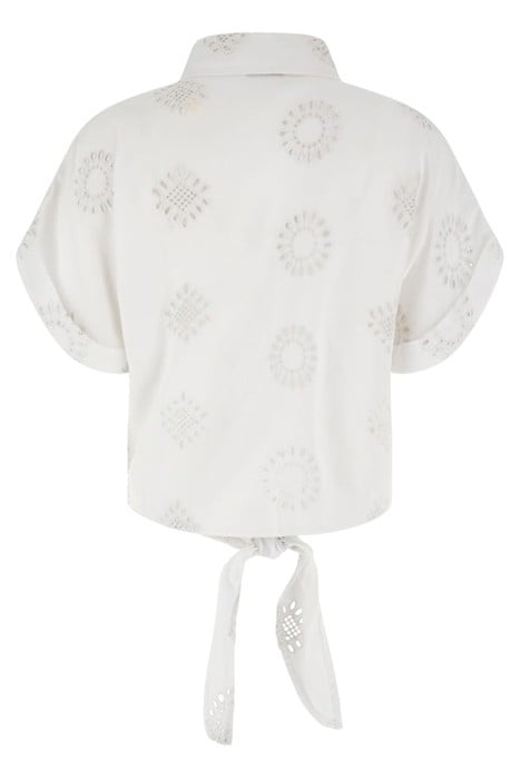 GUESS ECO SS BRIGITTE SATIN EMBRO SHIRT PURE WHITE MULTI 5