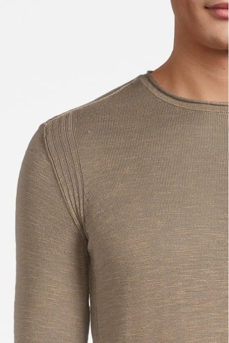 LEX LS LINEN BLEND SLUB CREW WITH ROLL N HAZE GREY 4