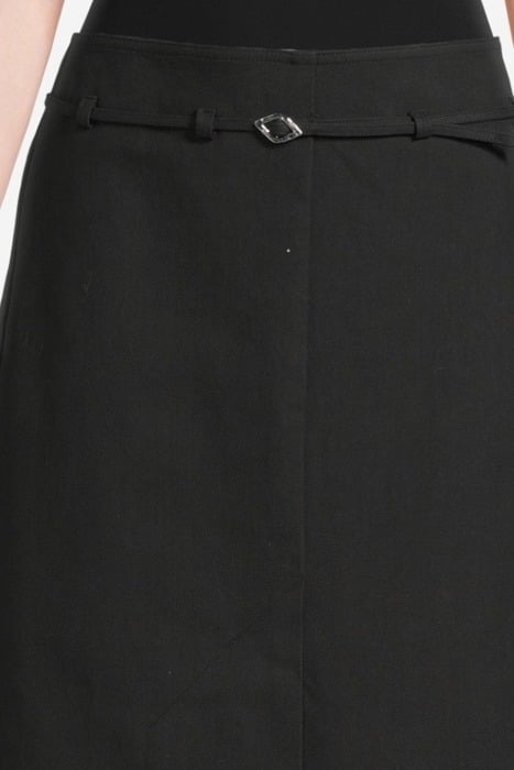 COTTON SUITING MAXI SLIT SKIRT BLACK 4