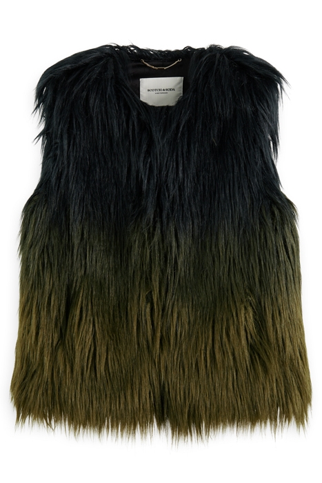 GRADIENT FAUX FUR GILET BLACK 4