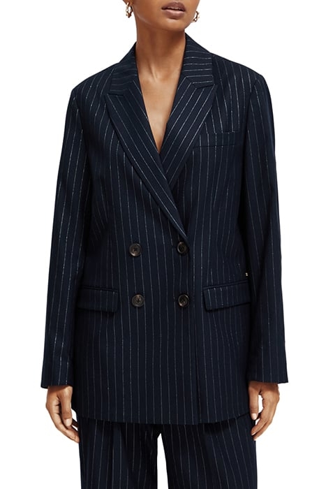 DOUBLE BREASTED PINSTRIPE BOYFRIEND BLAZER NIGHT PINSTRIPE 1