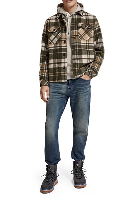 BRUSHED WOOL-BLEND CHECKED OVERSHIRT GREEN CHECK 3