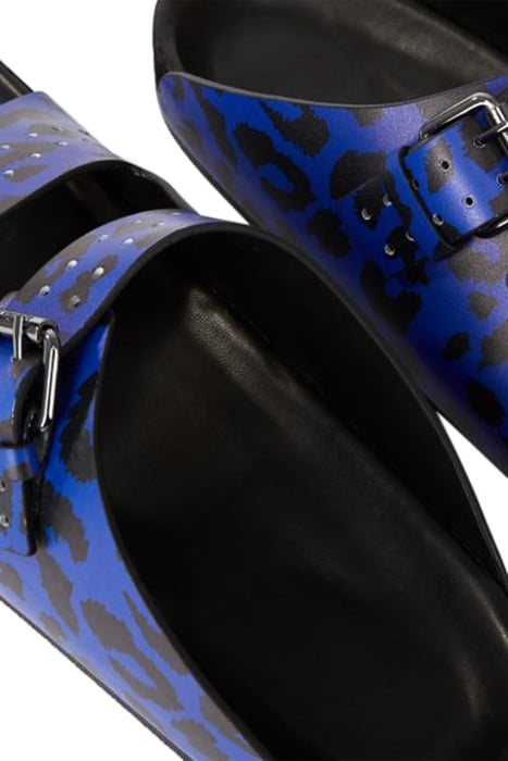 SANDALES EN CUIR IMPRESSION LEOPARD BLUE 5