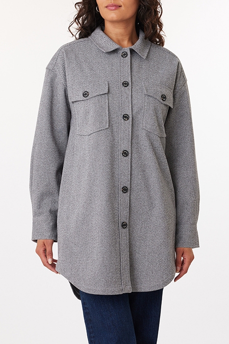 KNIT HERRINGBONE SHIRT JACKET GREY HERRINGBONE 5