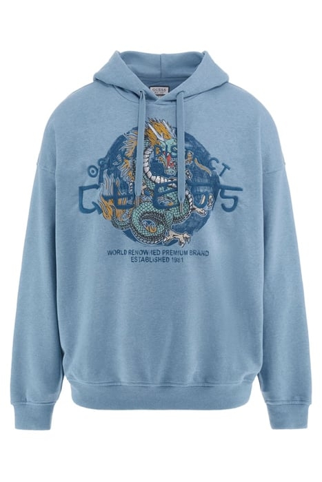 GUESS ECO GUESS ROUND LOGO HOO WASHED INDIGO HEATHE 4