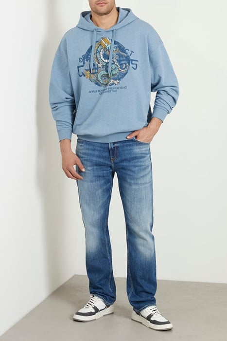 GUESS ECO GUESS ROUND LOGO HOO WASHED INDIGO HEATHE 3