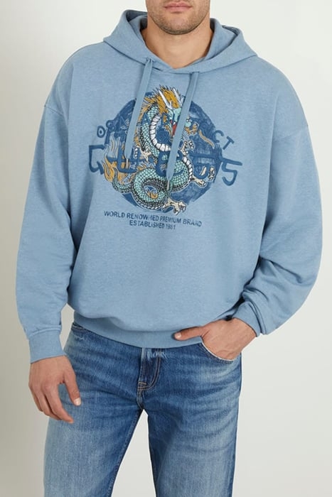 GUESS ECO GUESS ROUND LOGO HOO WASHED INDIGO HEATHE 1