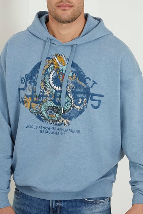 GUESS ECO GUESS ROUND LOGO HOO WASHED INDIGO HEATHE 5