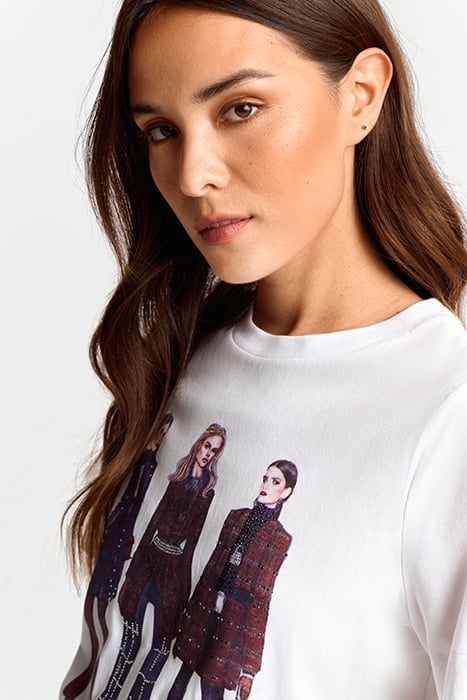 EASY FIT T-SHIRT WITH 3 WOMEN PRINT ORGANIC WHITE 4