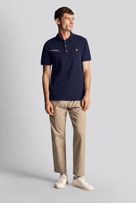 CO-ORDINATE PRINT PLAIN POLO SHIRT NAVY 3