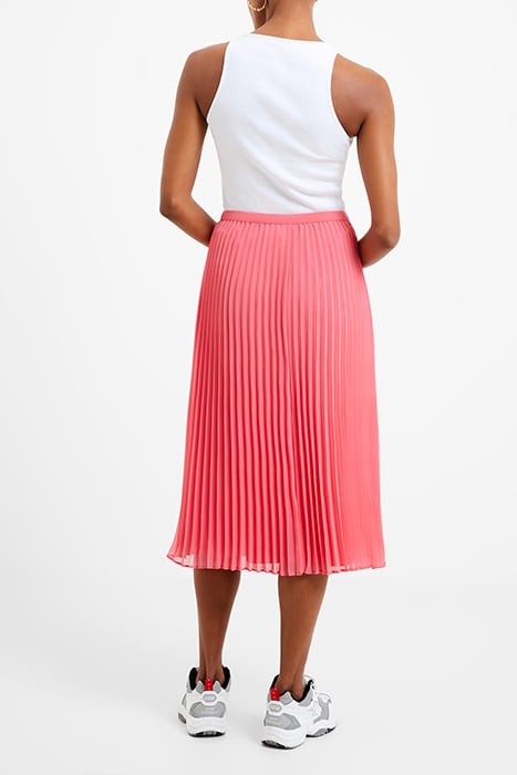 PLEATED SOLID MIDI SKIRT RED 2