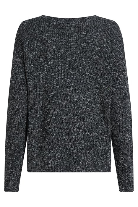 MOULINE EFFECT V NECK SWEATER BLACK/WHITE 2