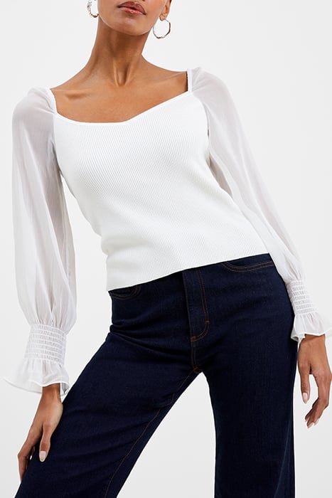 MAIA KRISTA CREPE MIX JUMPER WHITE 1