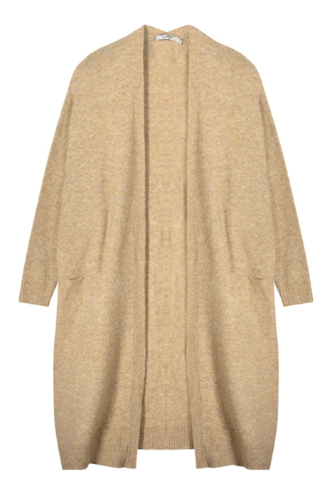 LONG CARDIGAN SPRING WOOL ELASTANE BLEND KNIT LATTE 3