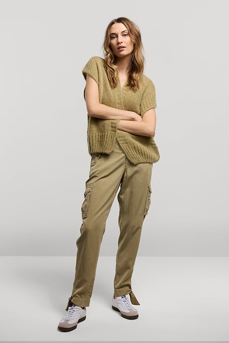 SLEEVELESS CARDIGAN MOHAIR BLEND KNIT GREEN LENTIL 1