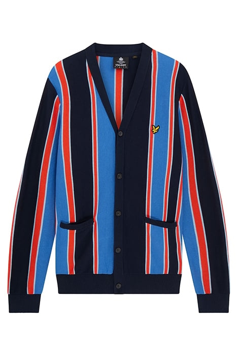 VERTICAL STRIPE CARDIGAN FLYER RED/ SPRING BLUE 4