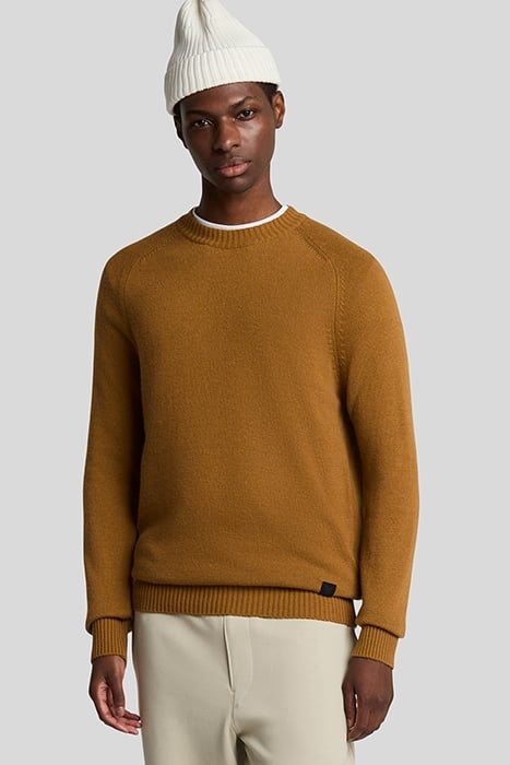 SADDLE SLEEVE CREW NECK JUMPER GOLDEN HEATHER 1