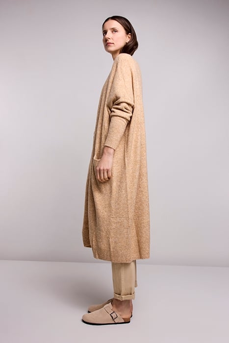 LONG CARDIGAN SPRING WOOL ELASTANE BLEND KNIT LATTE 4