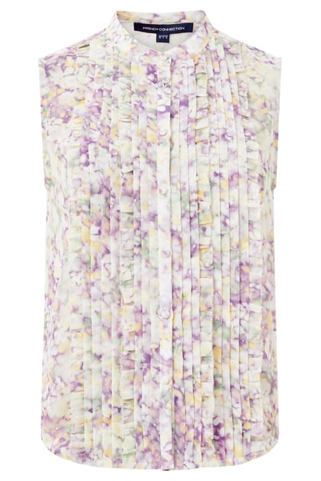 FRENCH CONNECTION DONNA RECYCLED GGT RUFFLE TOP SHIRT STRAWB 4