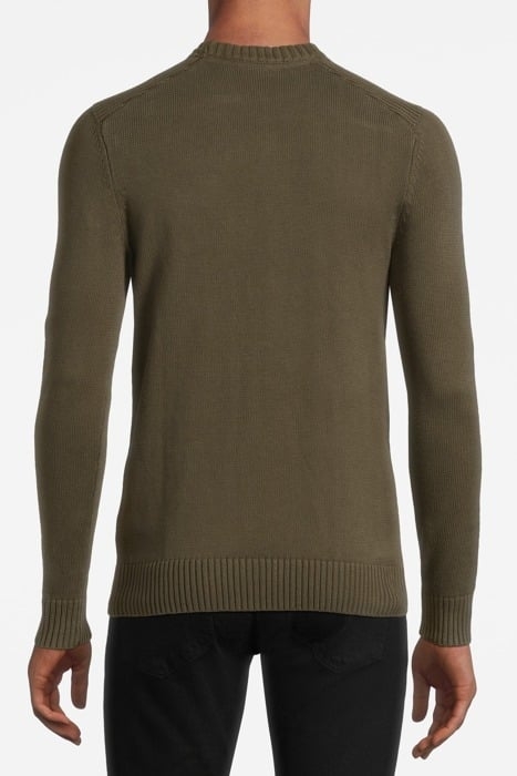 SHOULDER DETAIL CREW NECK KNIT JUMPER OLIVE 2