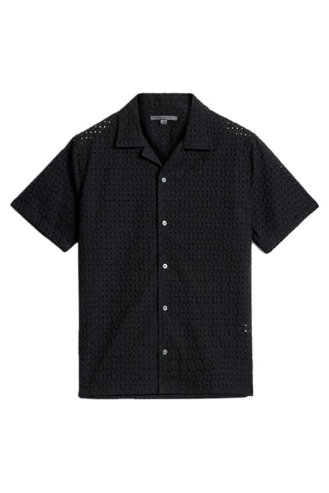 DAN CAMP COLLAR SHIRT IN EMBROIDERED FAB BLACK 2