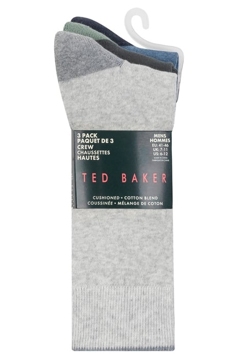 3PK MENS 1/2 TERRY CREW BLACK 6