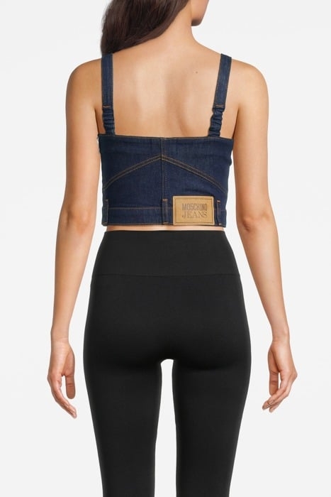 STRETCH DENIM CROP TOP BLUE 2