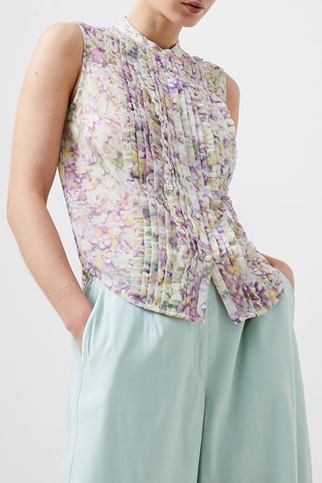 FRENCH CONNECTION DONNA RECYCLED GGT RUFFLE TOP SHIRT STRAWB 1