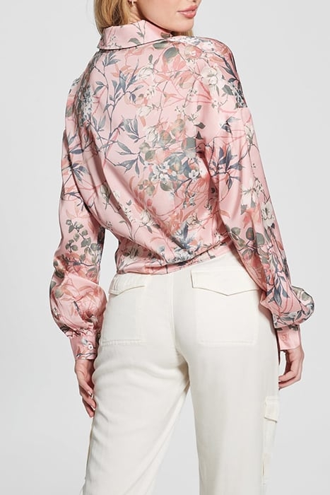 GUESS ECO LS BOWED JUN SHIRT EUCALYPTUS FLORAL PR 2