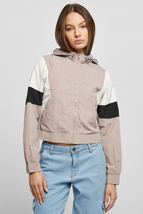 LADIES SHORT 3-TONE CRINKLE JACKET DUSKROSE/WHITESAND/BLACK 1