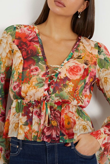 GUESS ECO LS DEMI TOP PEONY ANIMAL PRINT 6