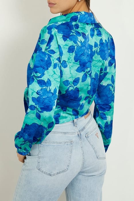 GUESS ECO LS BOWED JUN SHIRT RESORT ROSE PRINT 2