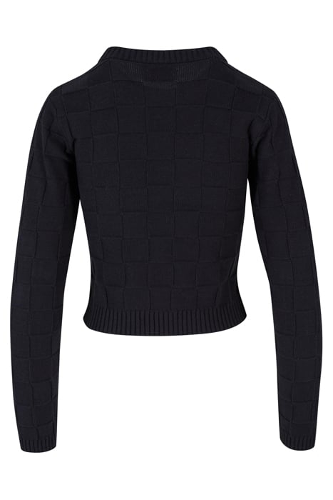 LADIES CHECK KNIT SWEATER BLACK 5