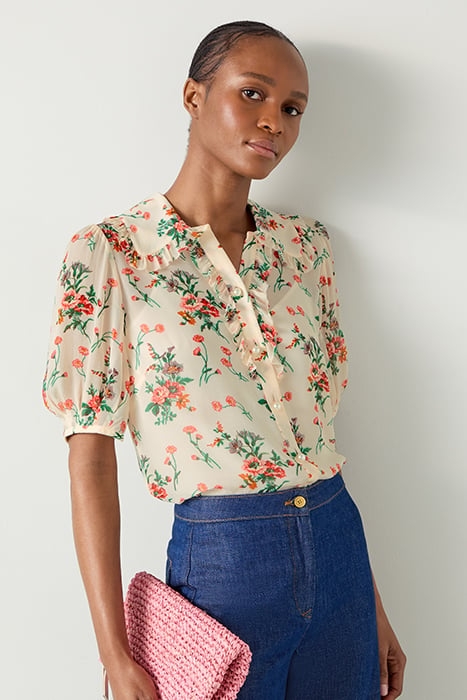 FLORA RUFFLE BUTTON-DOWN SHIRT CREAM 3