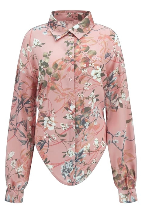 GUESS ECO LS BOWED JUN SHIRT EUCALYPTUS FLORAL PR 4
