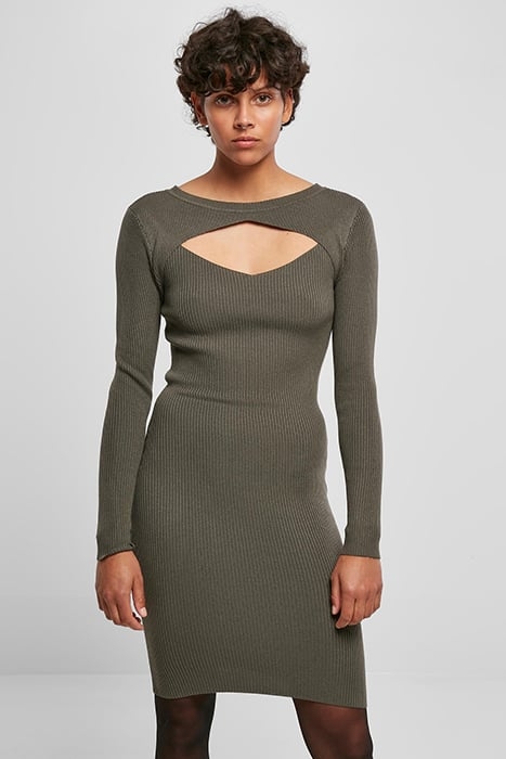 LADIES CUT OUT DRESS OLIVE 1