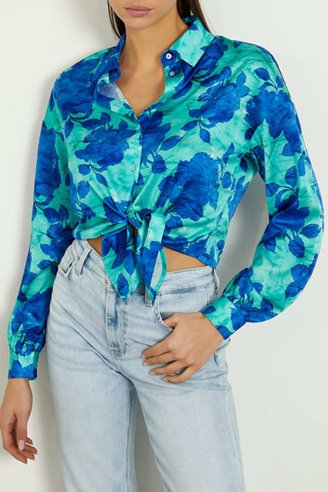 GUESS ECO LS BOWED JUN SHIRT RESORT ROSE PRINT 1