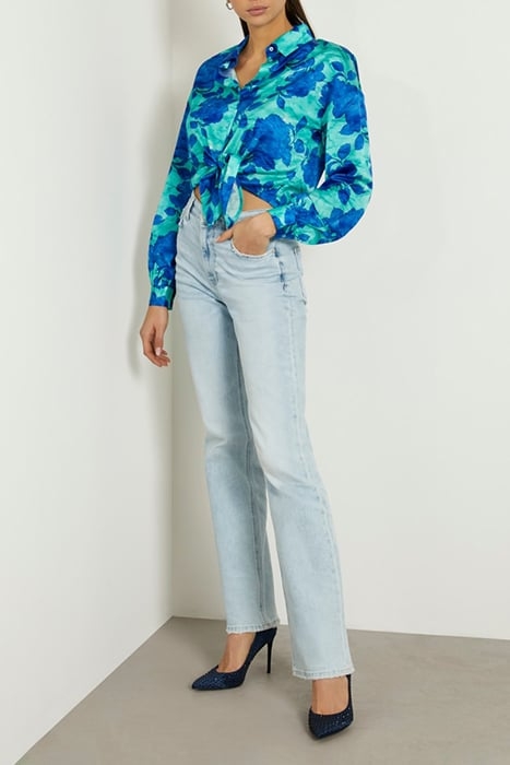 GUESS ECO LS BOWED JUN SHIRT RESORT ROSE PRINT 3