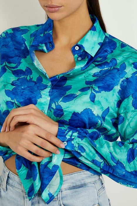 GUESS ECO LS BOWED JUN SHIRT RESORT ROSE PRINT 5