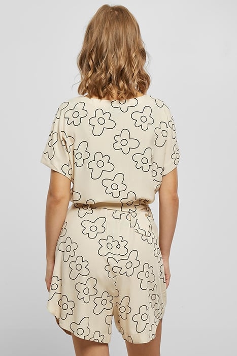 LADIES SHORT VISCOSE BELT JUMPSUIT SOFTSEAGRASSFLOWER 2