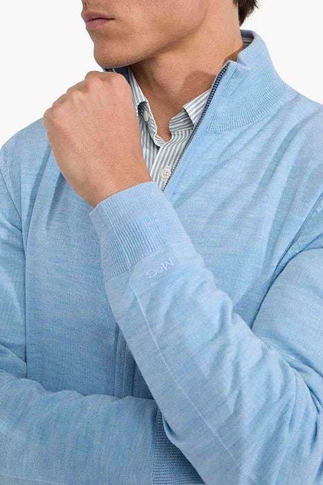 FINE MERINO ZIP THRU CARDIGAN LIGHT BLUE 6