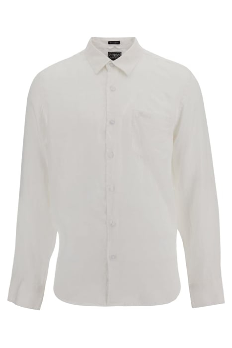 GUESS ECO LS ISLAND LINEN SHIR PURE WHITE 4