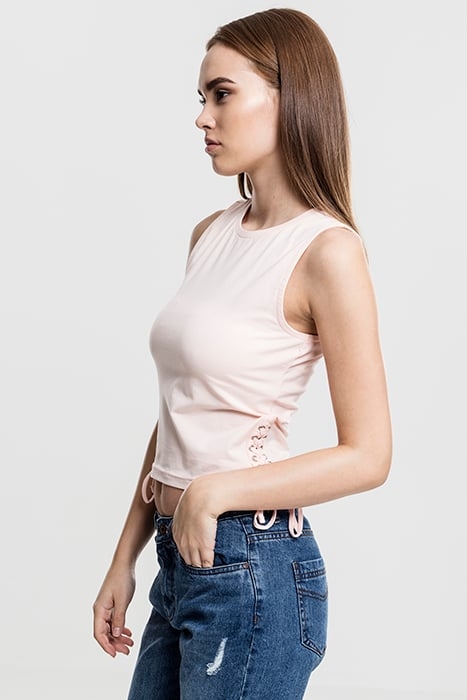 LADIES LACE UP CROPPED TOP PINK 7