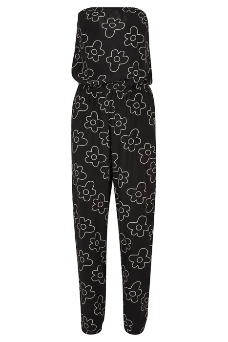 LADIES VISCOSE BANDEAU JUMPSUIT BLACKFLOWER 3