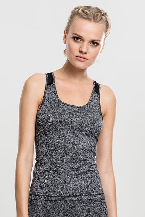 LADIES ACTIVE MELANGE TRAININGS TOP CHARCOAL/WHITE/BLACK 1