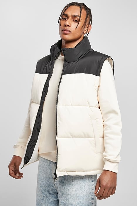 BLOCK PUFFER VEST BLACK/WHITESAND 1